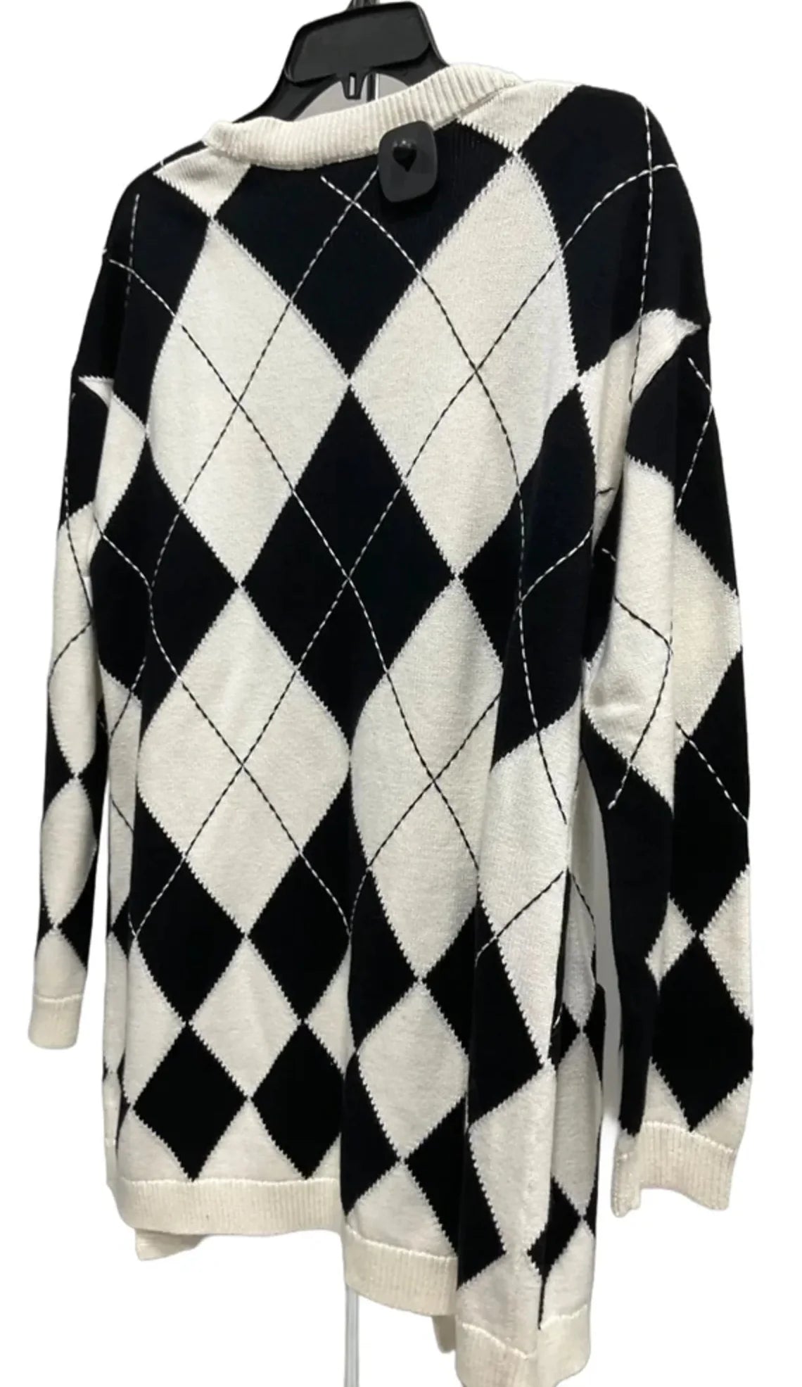 Sweater Cardigan By Talbots In Black & White, Size: L