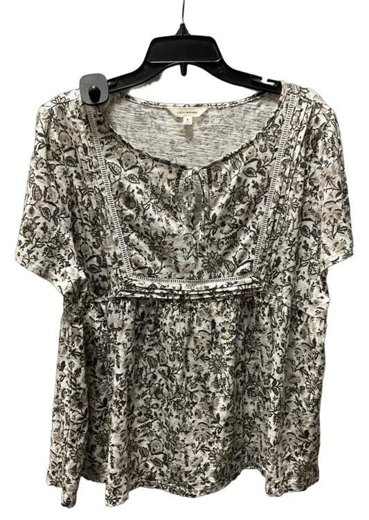 Top Short Sleeve By Lucky Brand In Tan, Size: Xl