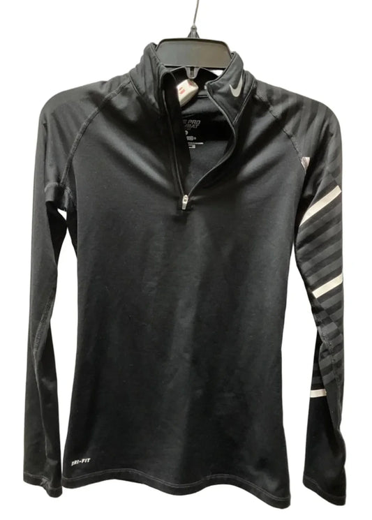 Athletic Top Long Sleeve Collar By Nike In Black, Size: S