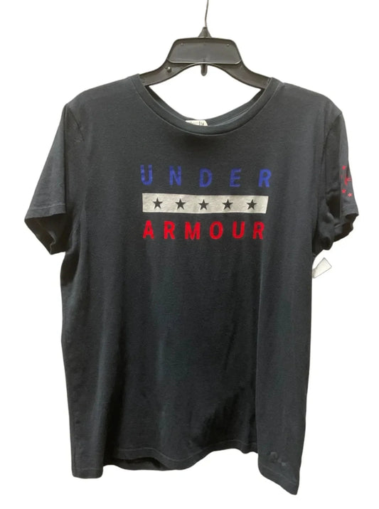 Athletic Top Short Sleeve By Under Armour In Black, Size: L