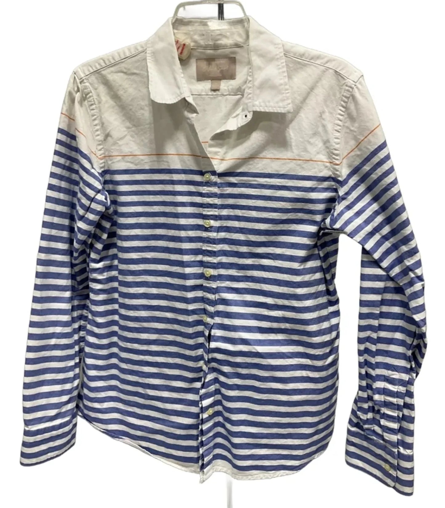 Blouse Long Sleeve By Banana Republic In White, Size: L