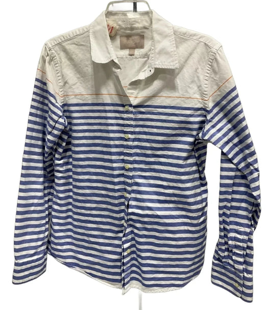 Blouse Long Sleeve By Banana Republic In White, Size: L