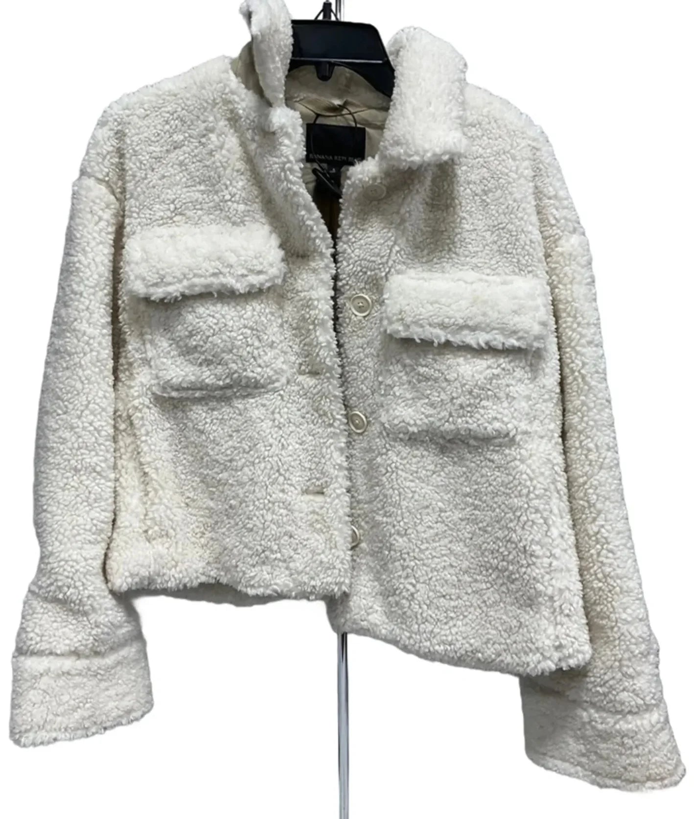 Coat Faux Fur & Sherpa By Banana Republic In Cream, Size: S