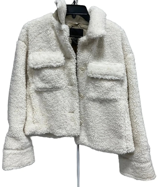 Coat Faux Fur & Sherpa By Banana Republic In Cream, Size: S