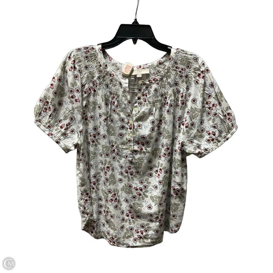 Top Short Sleeve By Loft In White, Size: M