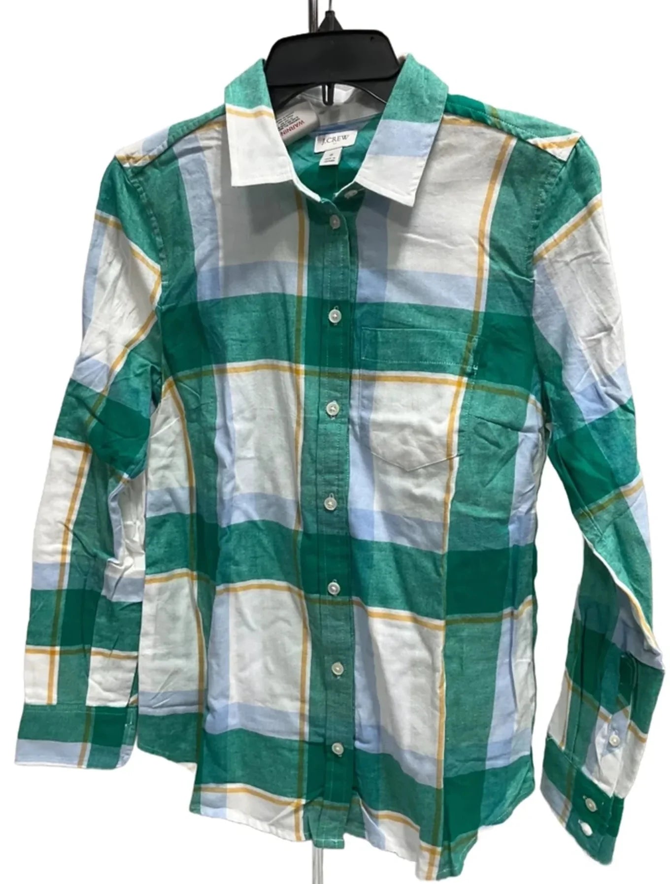 Top Long Sleeve By J. Crew In Plaid Pattern, Size: S