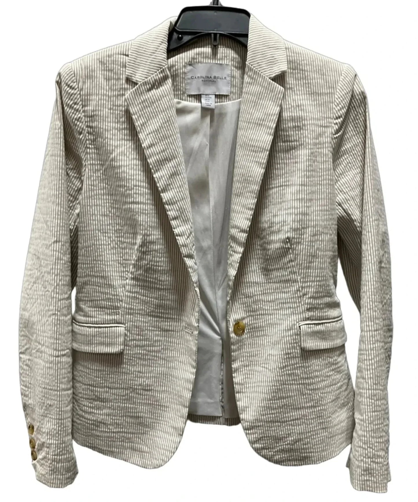 Blazer By Carolina Belle In Striped Pattern, Size: M