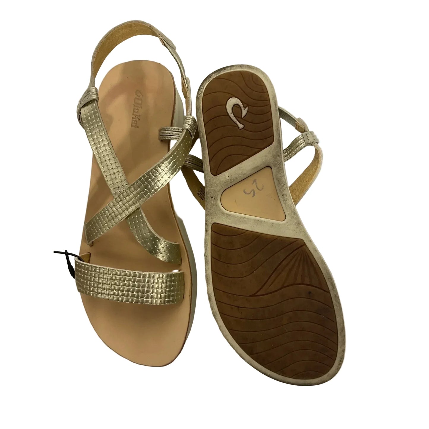 Sandals Heels Platform By Olukai In Gold, Size: 8