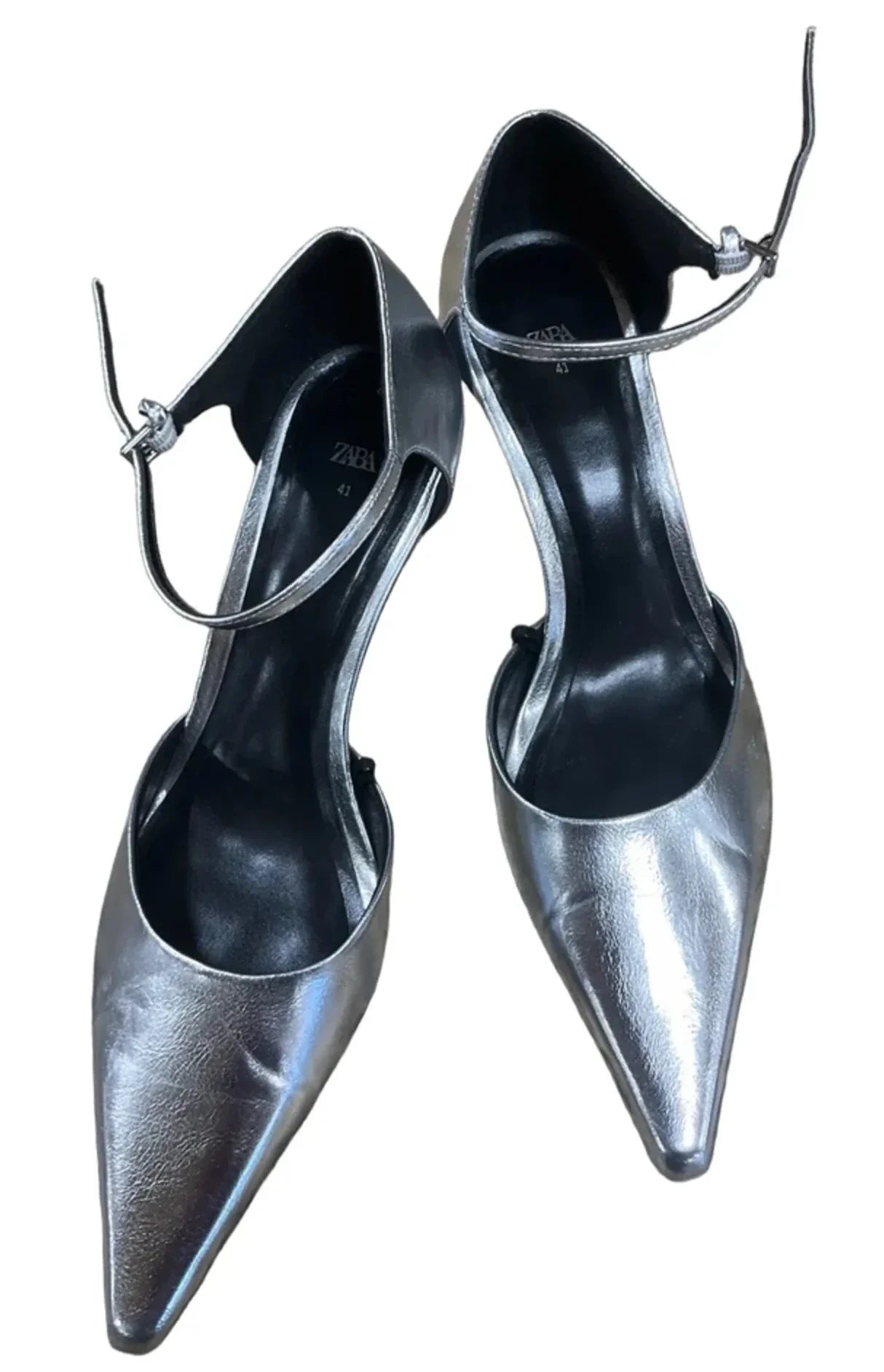 Shoes Heels Kitten By Zara In Silver, Size: 10