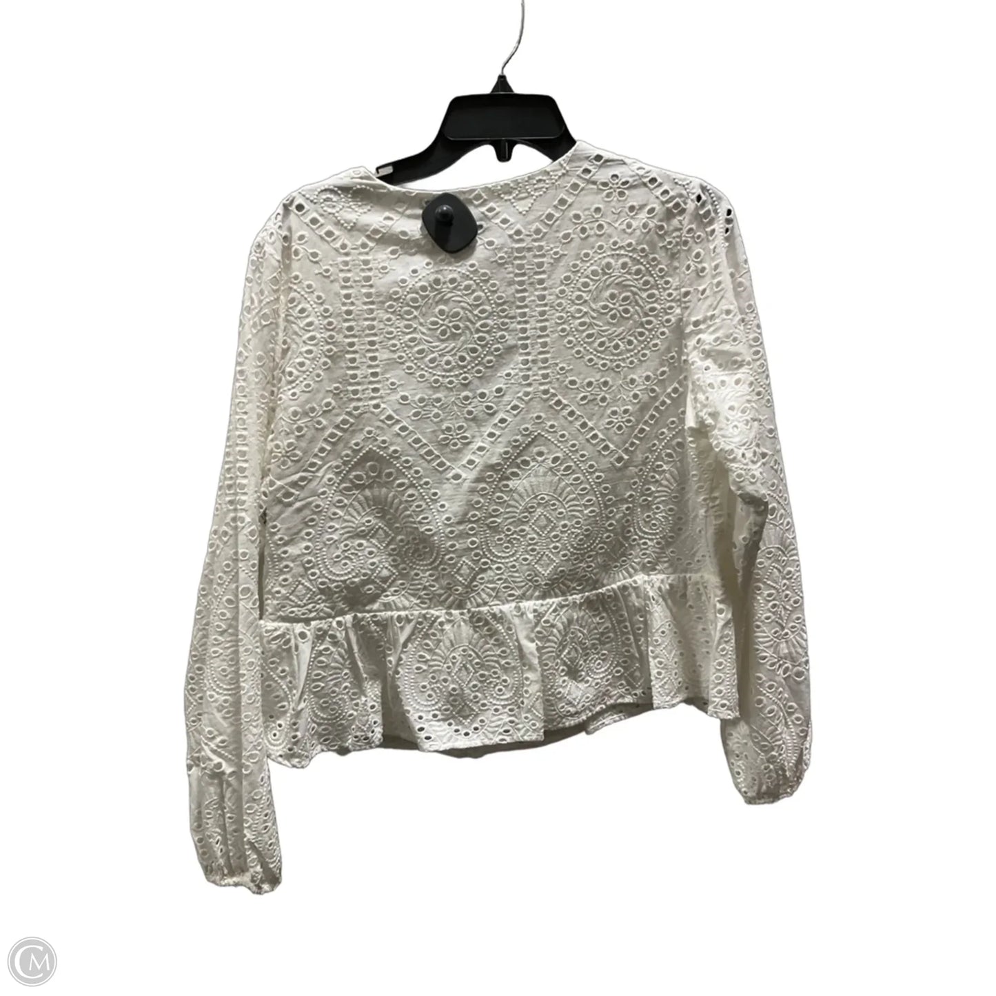 Top Long Sleeve By Express In White, Size: L