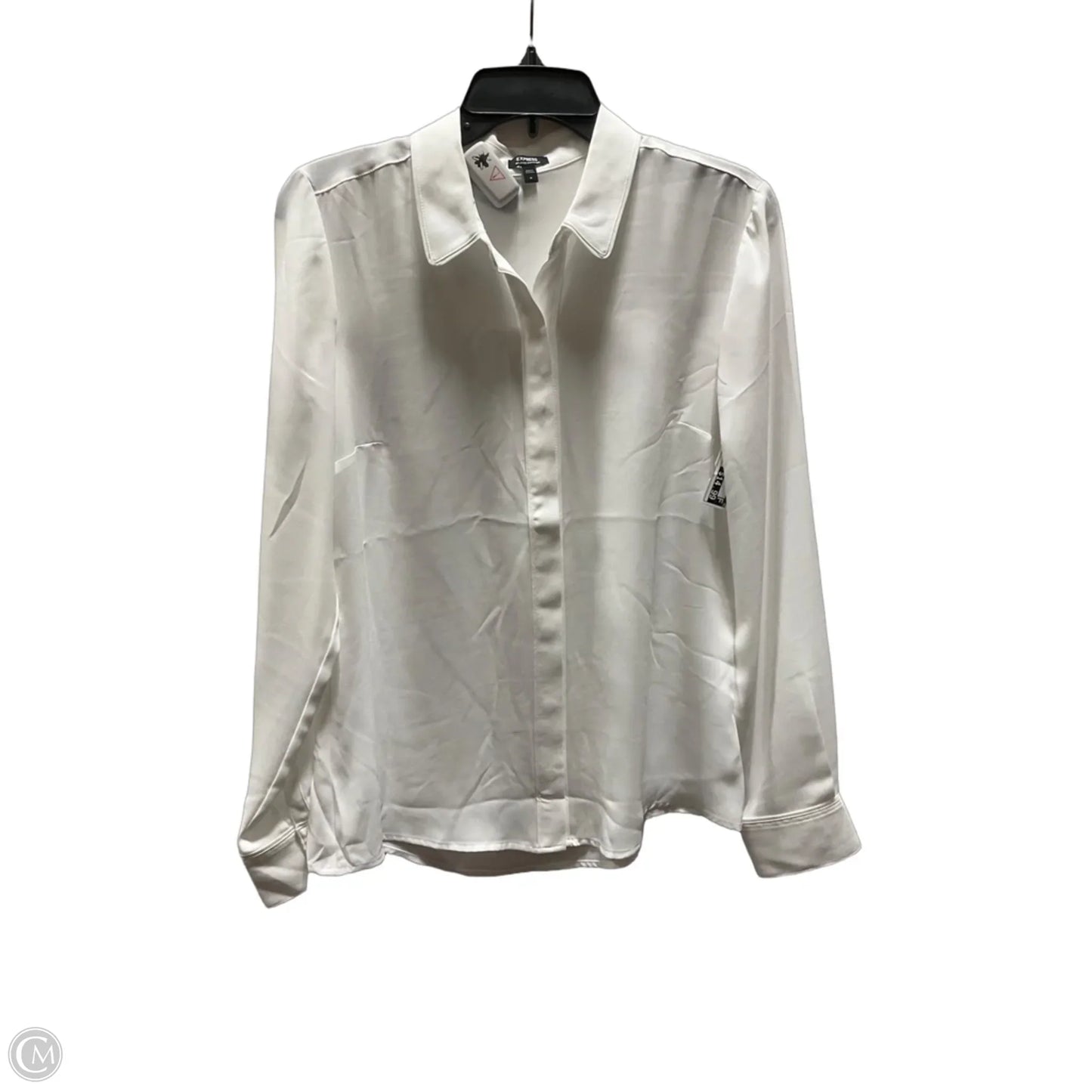 Blouse Long Sleeve By Express In White, Size: M