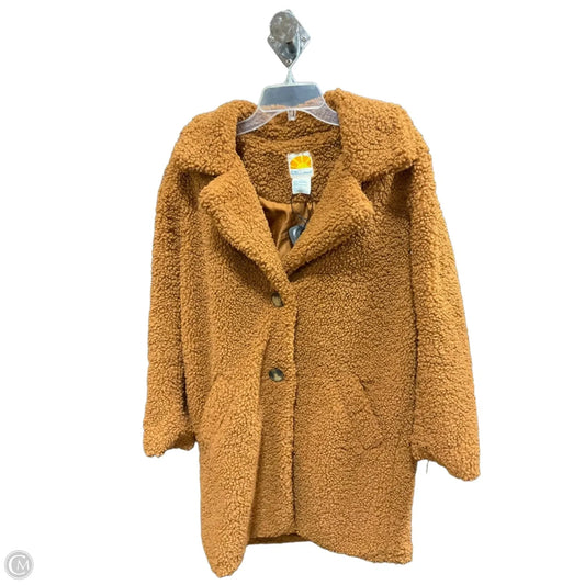 Coat Faux Fur & Sherpa By C And C In Brown, Size: L