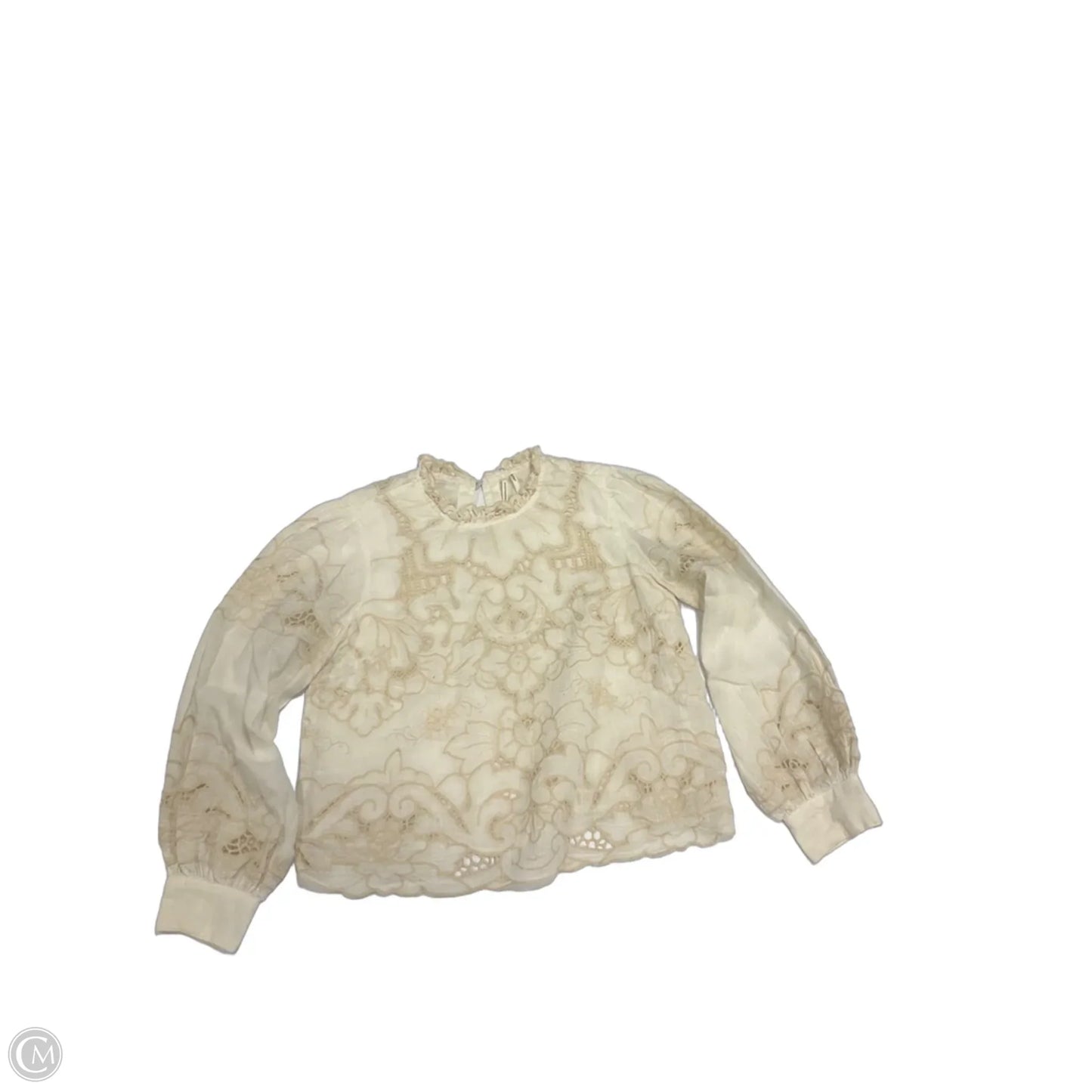 Top Long Sleeve By Anthropologie In Cream, Size: Xxs
