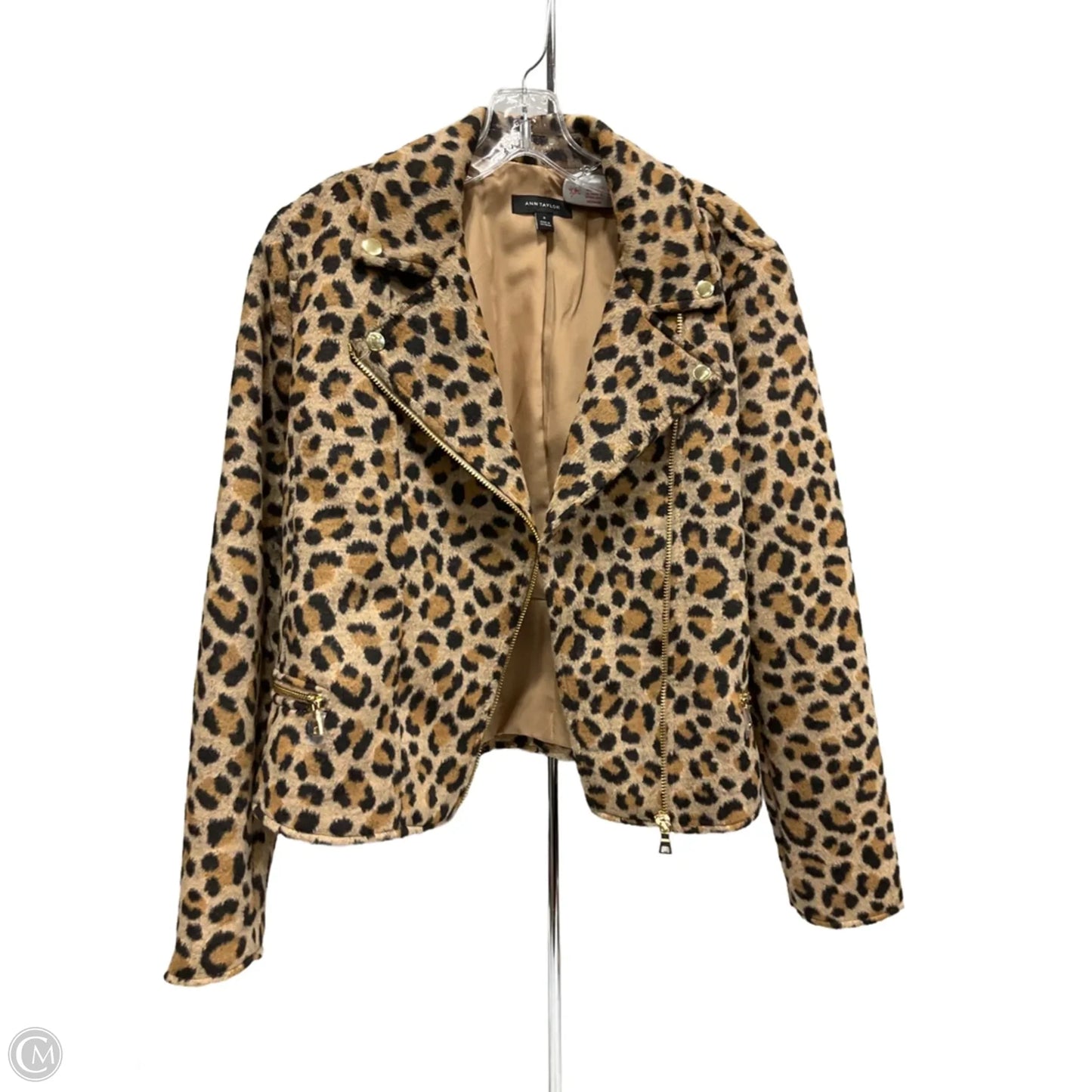 Jacket Moto By Ann Taylor In Animal Print, Size: M