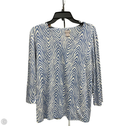 Top 3/4 Sleeve By Chicos In Blue, Size: L