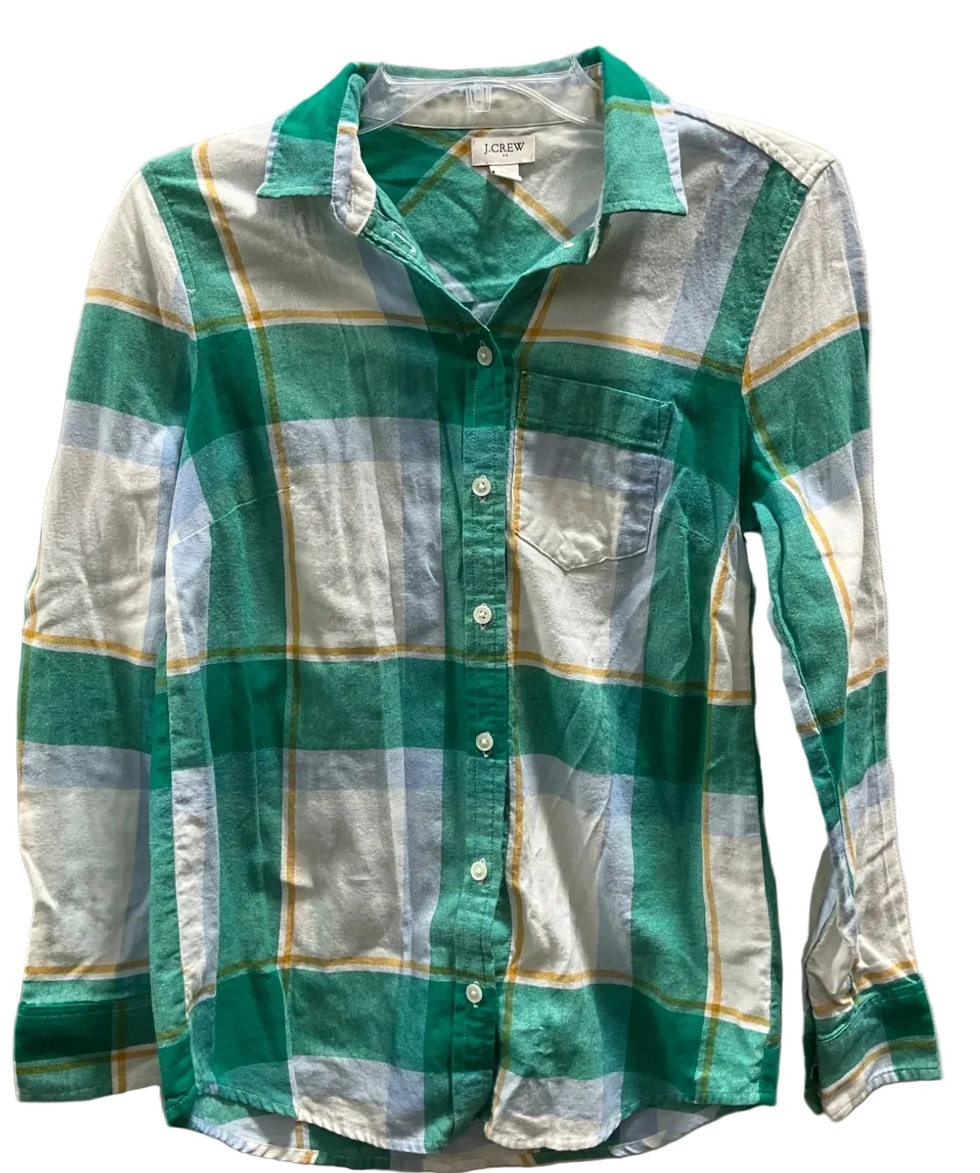 Top Long Sleeve By J. Crew In Plaid Pattern, Size: Xs