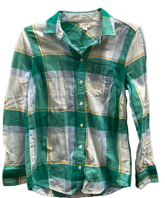 Top Long Sleeve By J. Crew In Plaid Pattern, Size: Xs