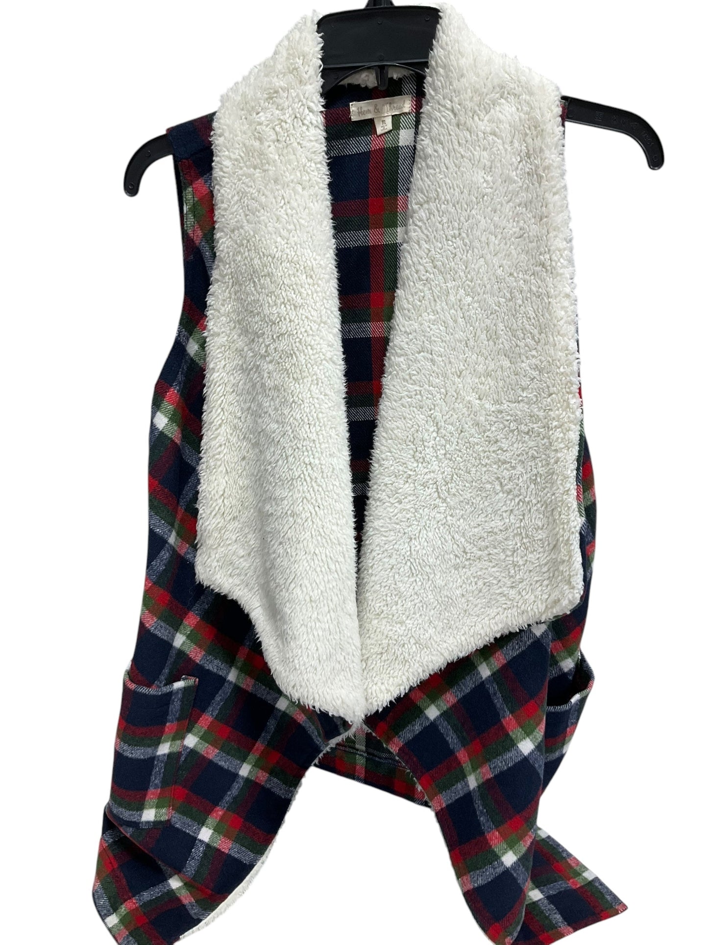 Vest Fleece By Hem & Thread In Plaid, Size: M