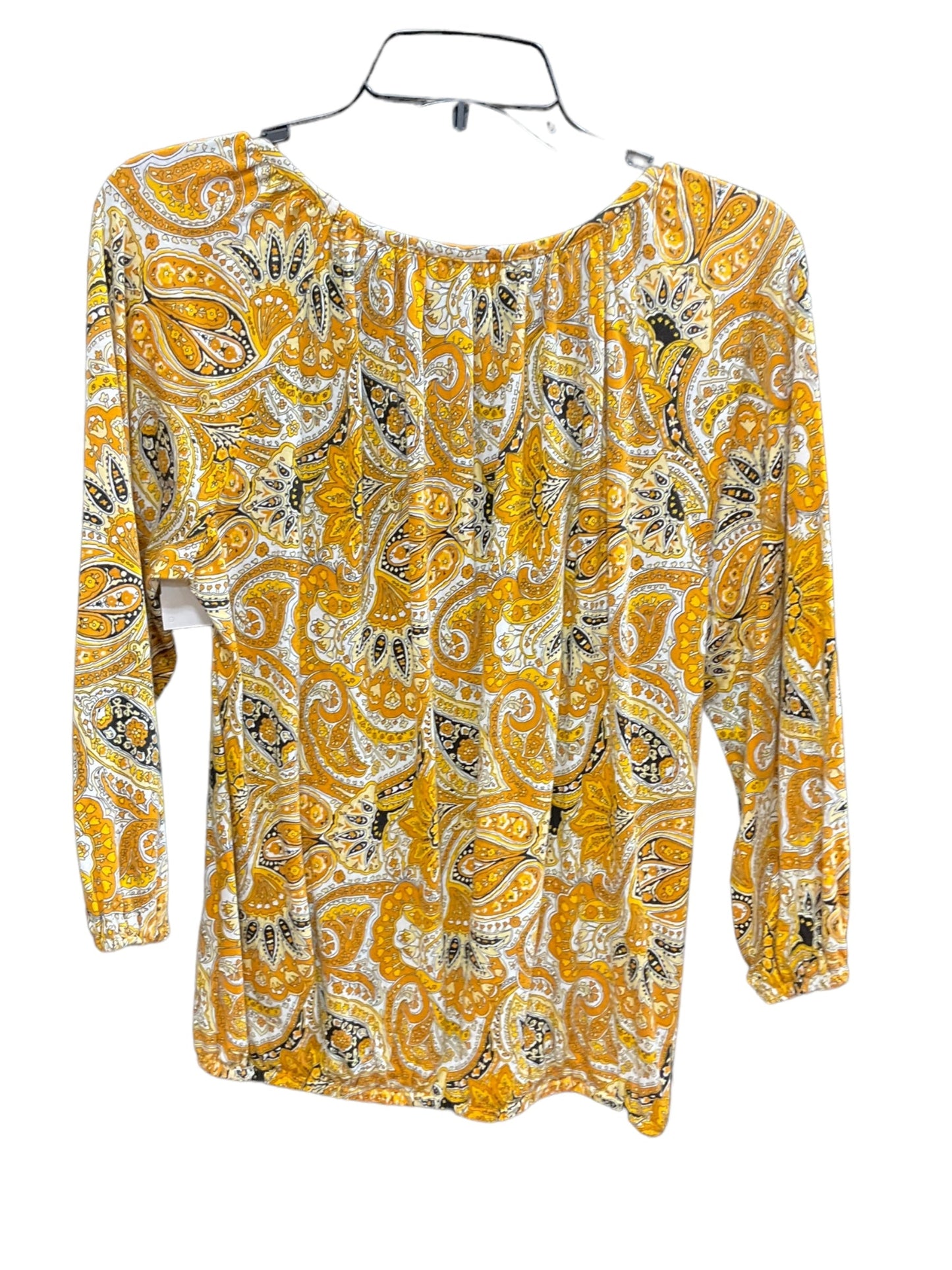 Yellow Top Long Sleeve Designer Michael By Michael Kors, Size S