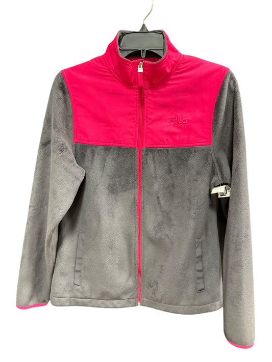 Jacket Fleece By Fila In Pinkgray, Size: S