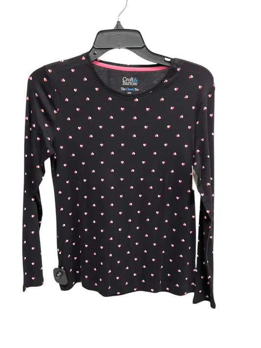 Top Long Sleeve Basic By Croft And Barrow In Pinkblack, Size: Xs