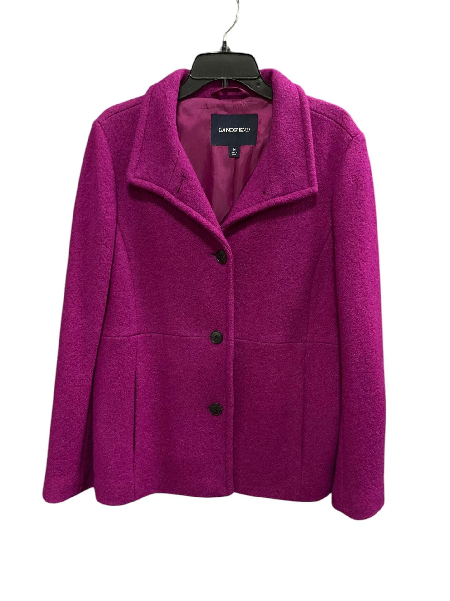 Coat Wool By Lands End In Fuschia, Size: 14