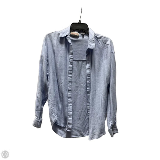 Blouse Long Sleeve By Express In Blue, Size: Xs