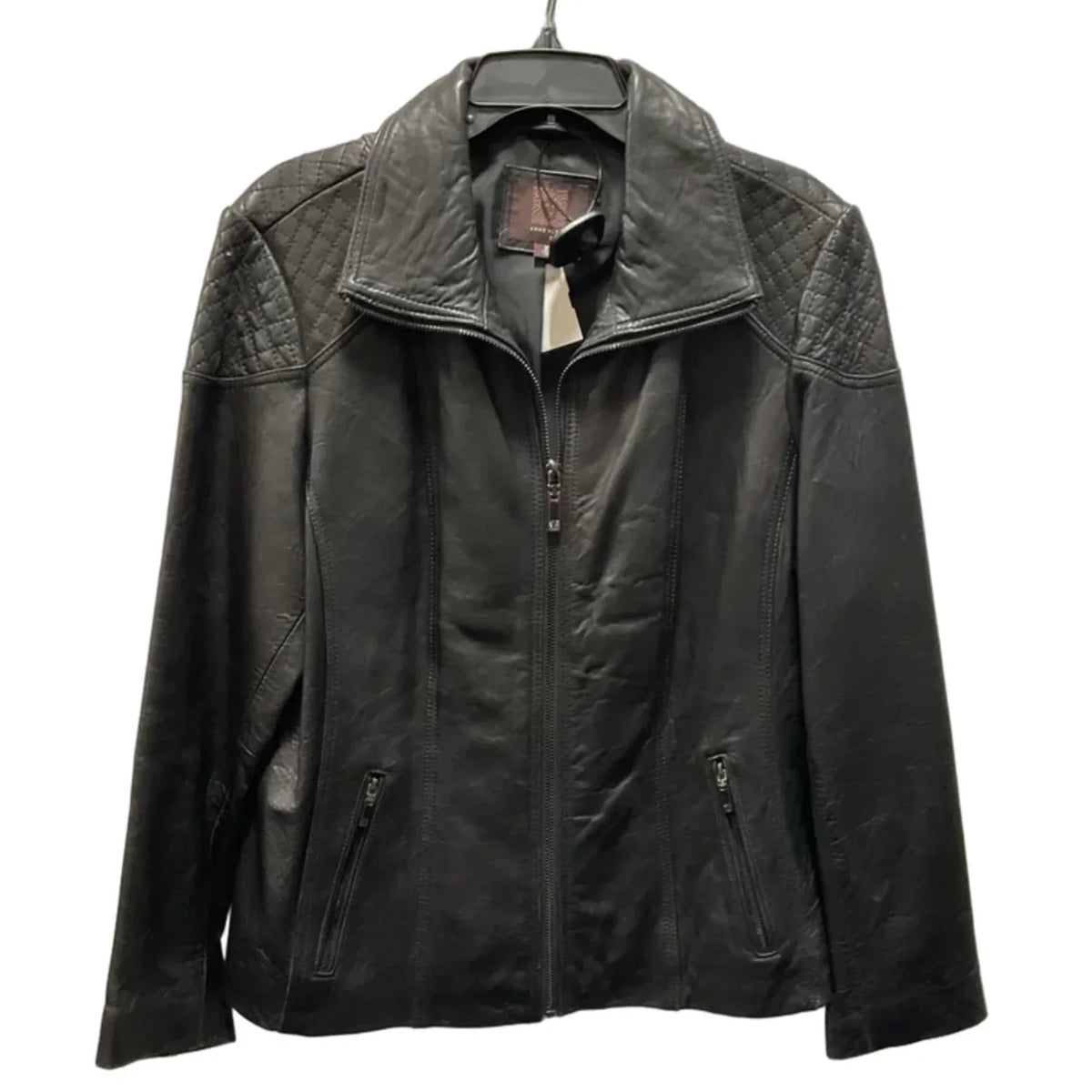 Jacket Leather By Anne Klein In Black, Size: 2x