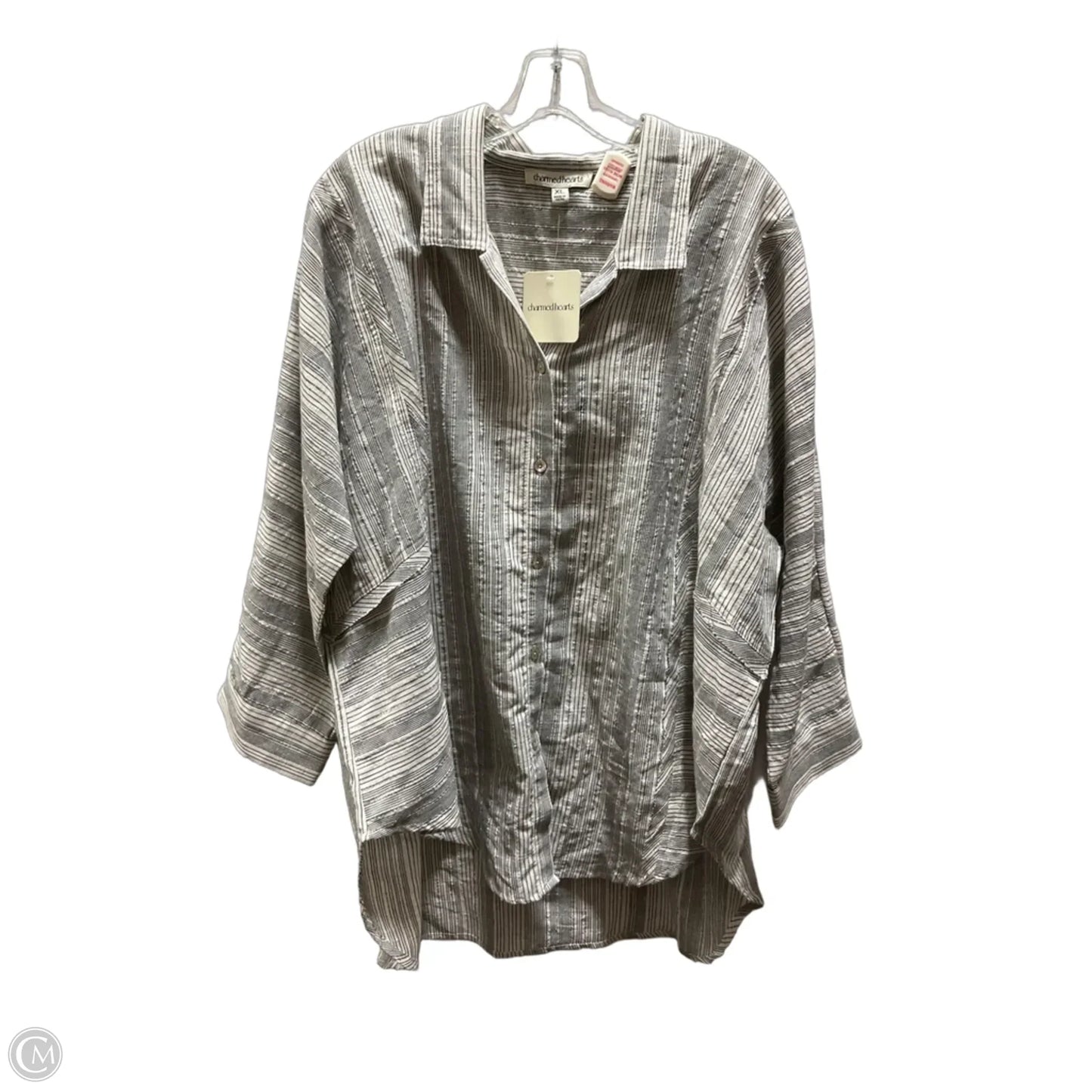 Blouse 3/4 Sleeve By Clothes Mentor In Black & Cream, Size: Xl