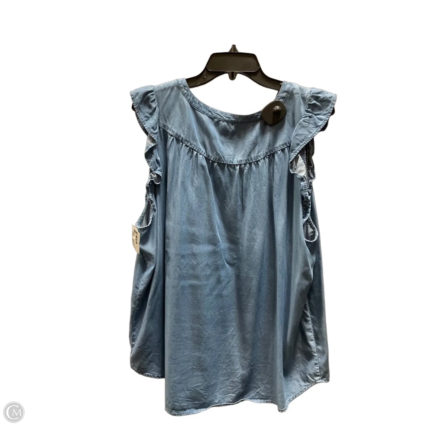 Top Short Sleeve By Loft In Blue Denim, Size: Xxl