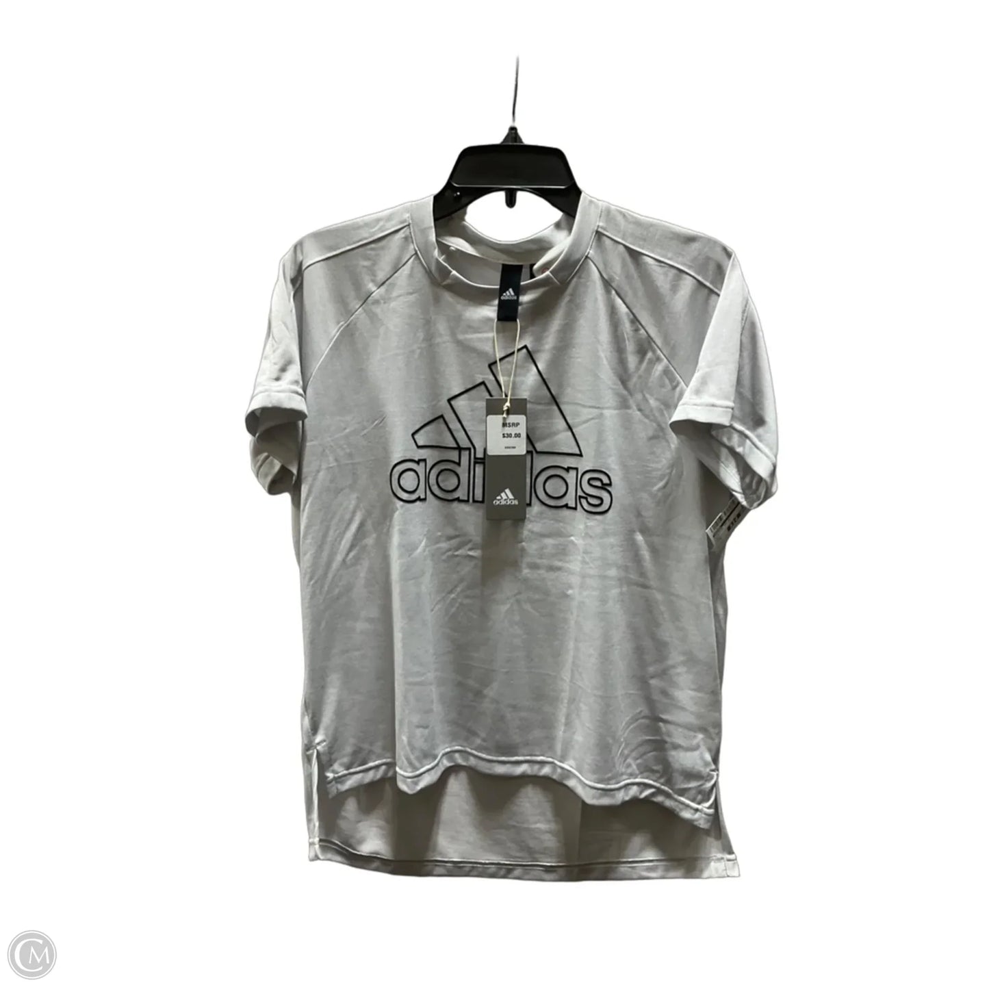 Athletic Top Short Sleeve By Adidas In Grey, Size: M