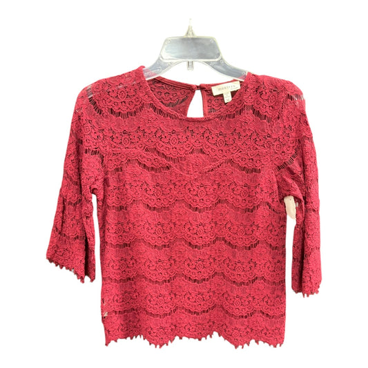 Top 3/4 Sleeve By Monteau In Ruby, Size: M