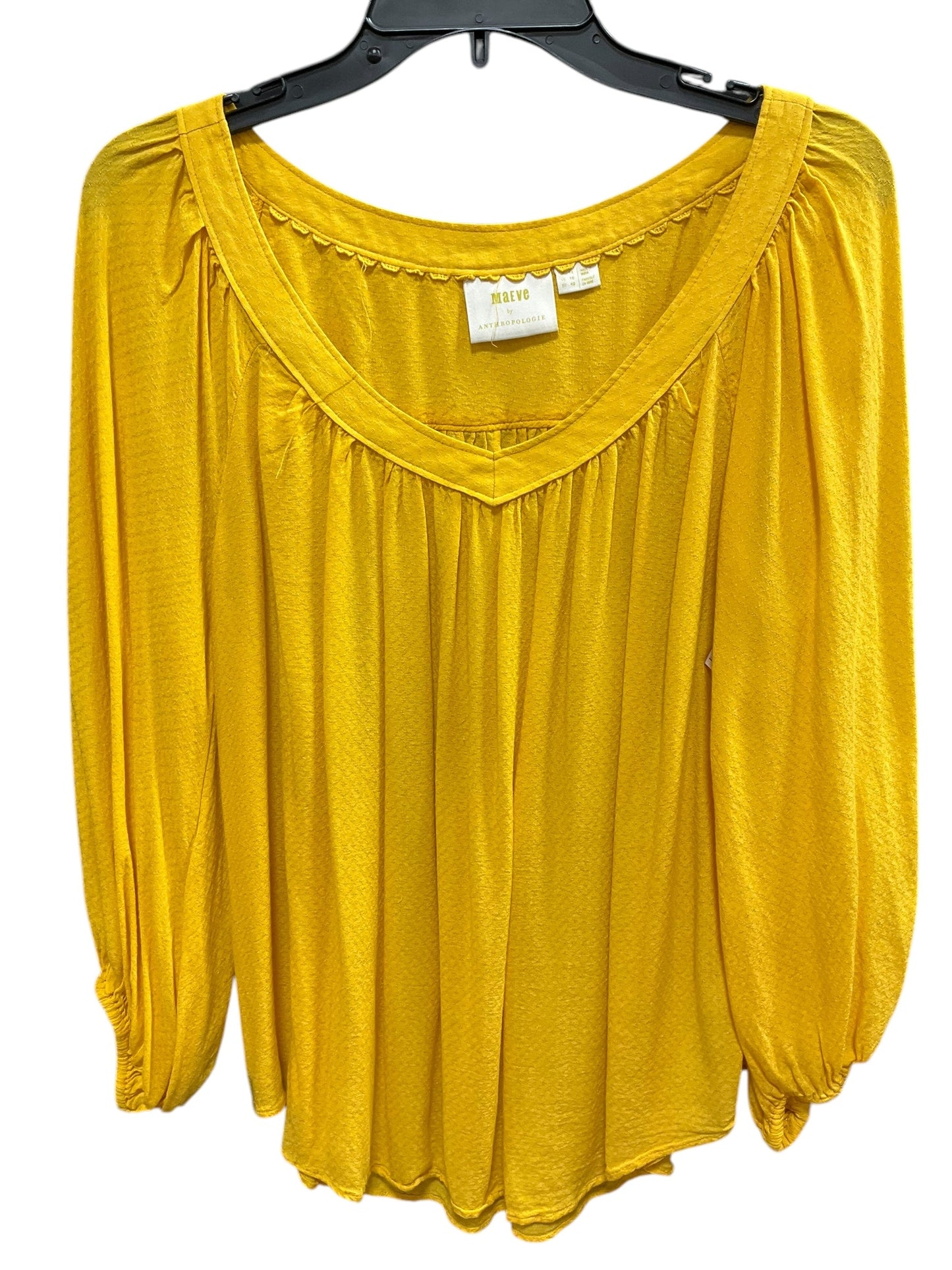 Top Long Sleeve By Anthropologie In Yellow, Size: M