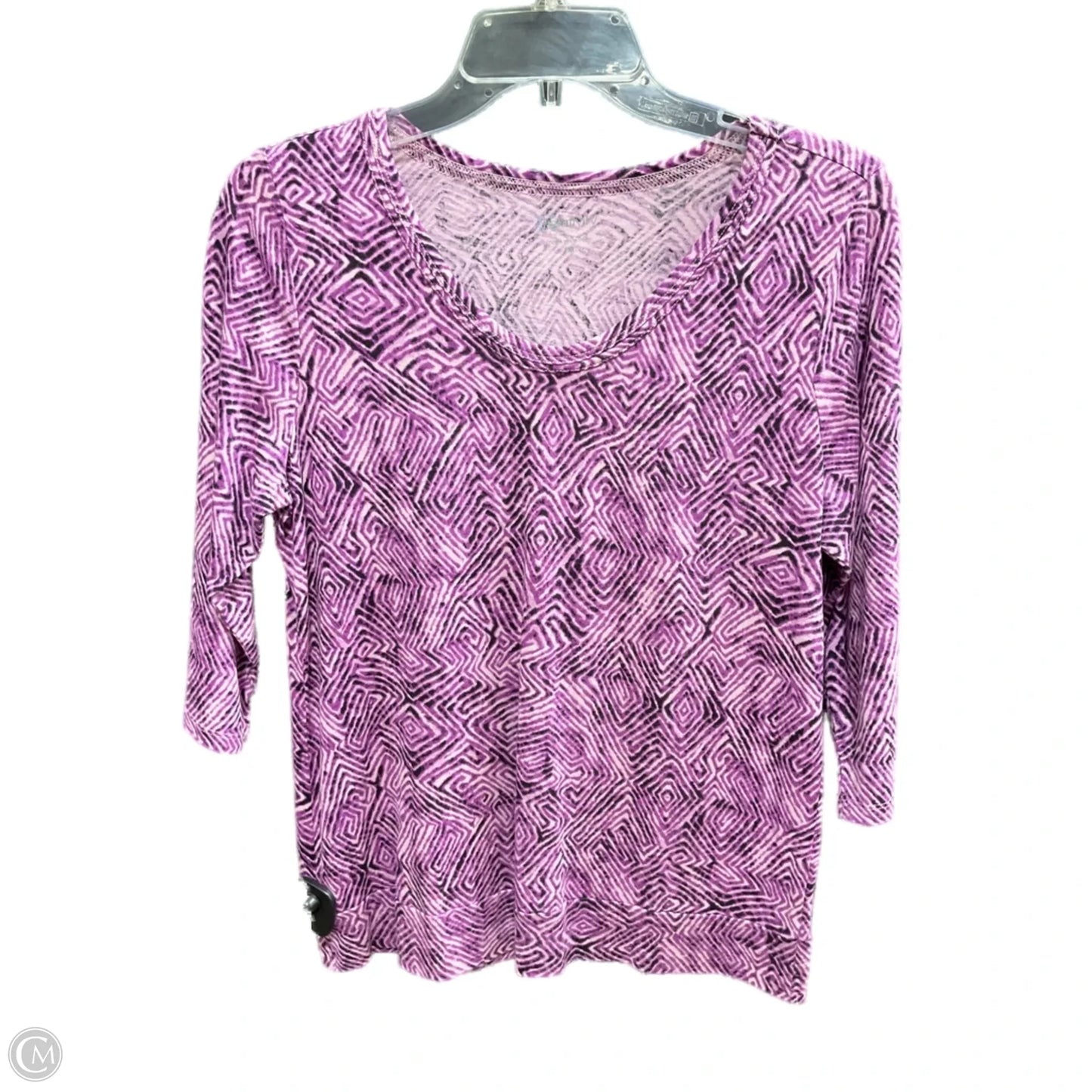 Top 3/4 Sleeve Basic By Relativity In Black & Purple, Size: Petite  M