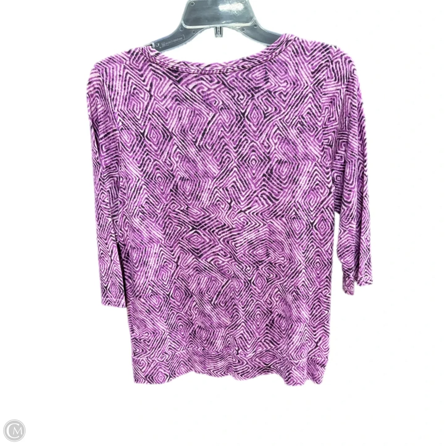 Top 3/4 Sleeve Basic By Relativity In Black & Purple, Size: Petite  M