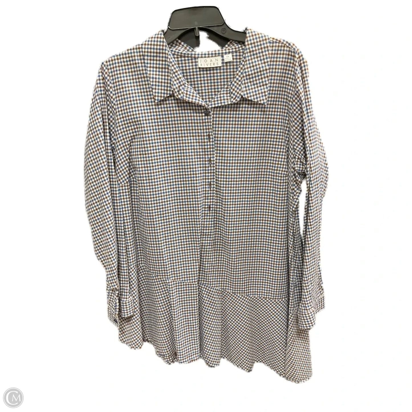 Top Long Sleeve By Joan Rivers In Blue & Brown, Size: 18