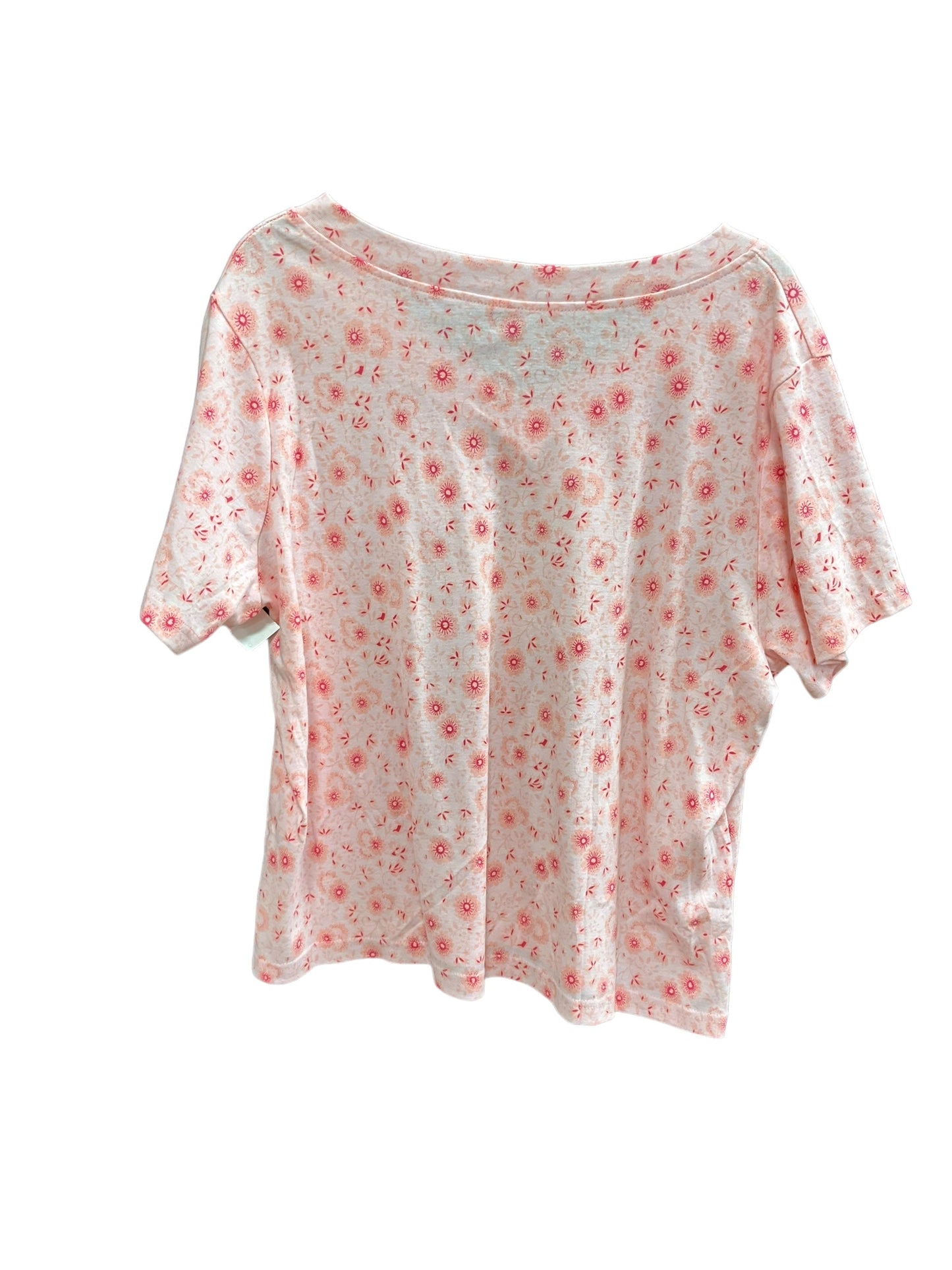 Floral Print Top Short Sleeve Basic Basic Editions, Size 2x