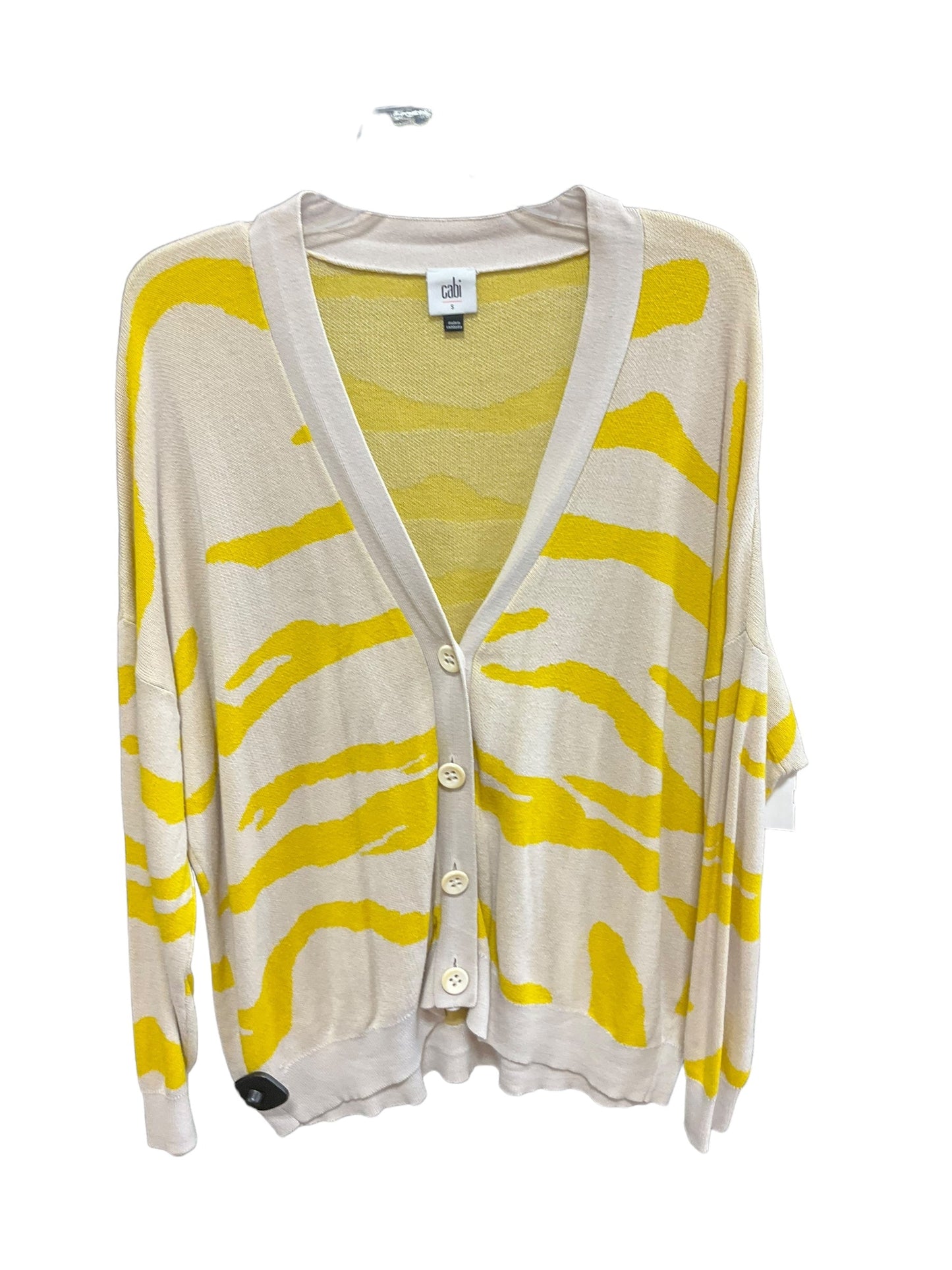 Sweater Cardigan By Cabi In Tan & Yellow, Size: S