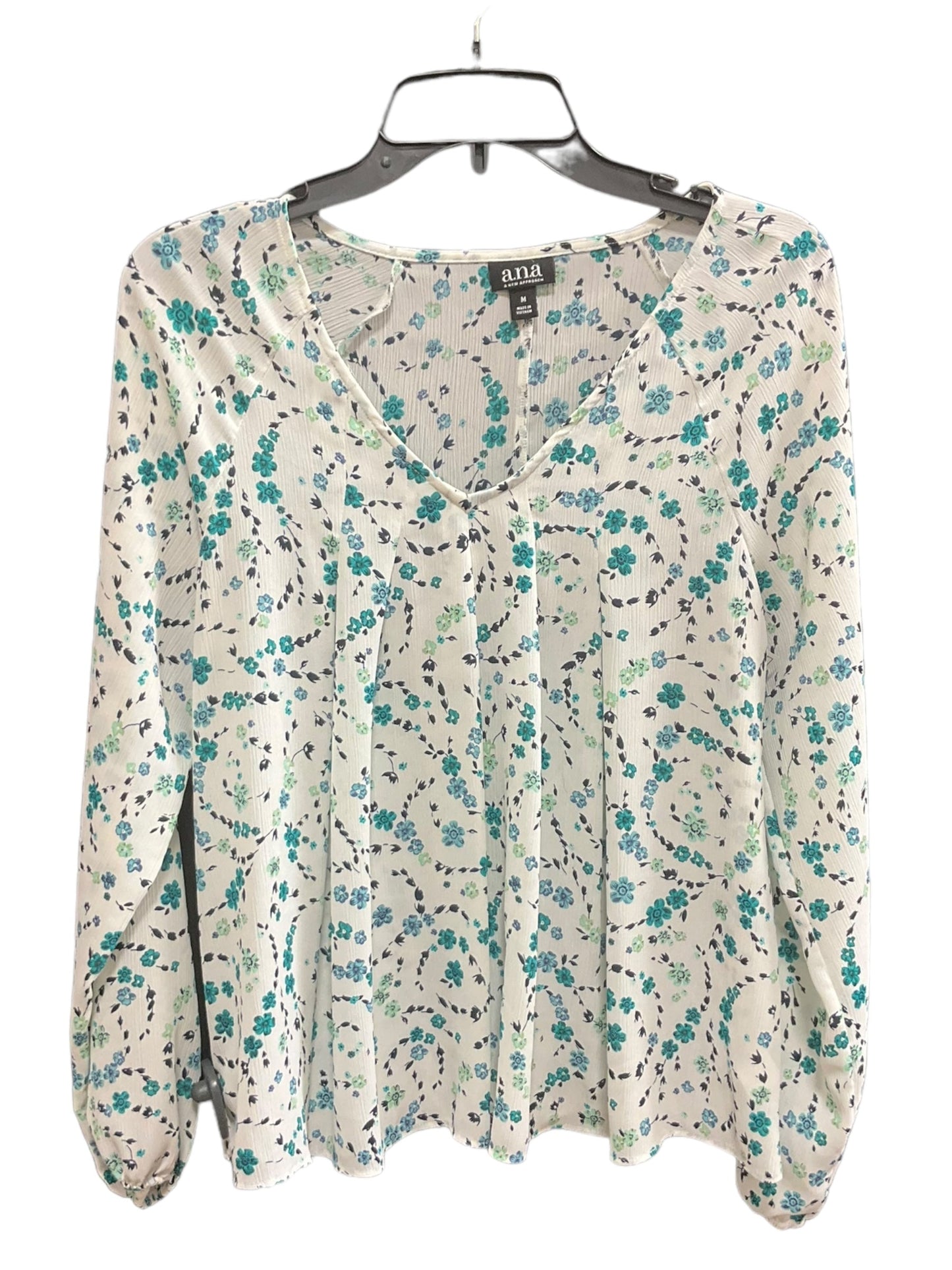 Floral Print Top Long Sleeve Ana, Size M