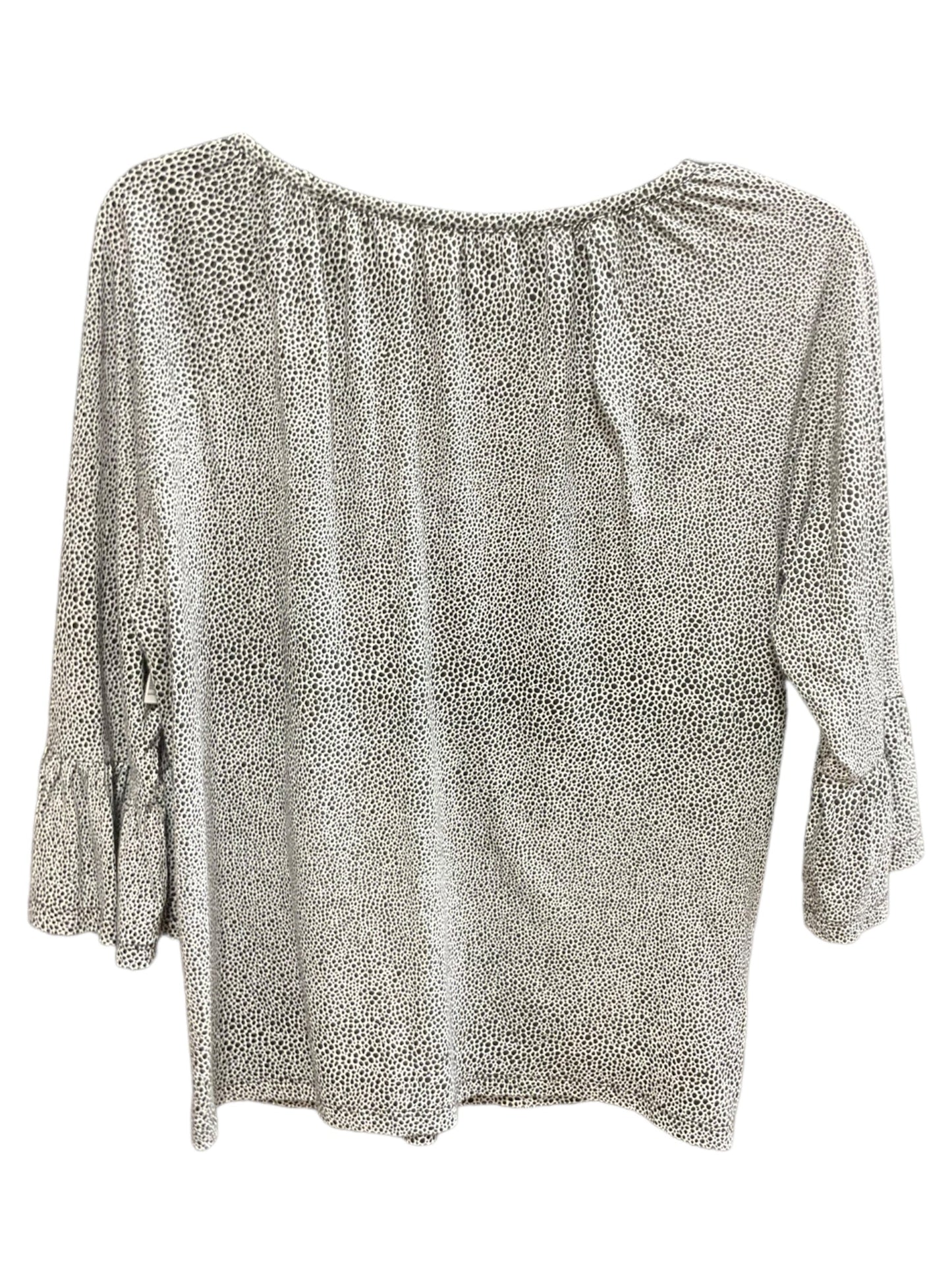 Black & White Top 3/4 Sleeve Designer Michael By Michael Kors, Size S