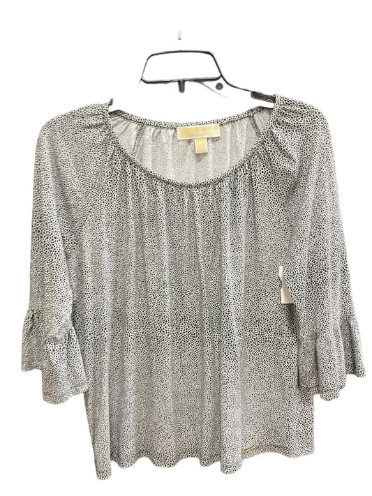 Black & White Top 3/4 Sleeve Designer Michael By Michael Kors, Size S