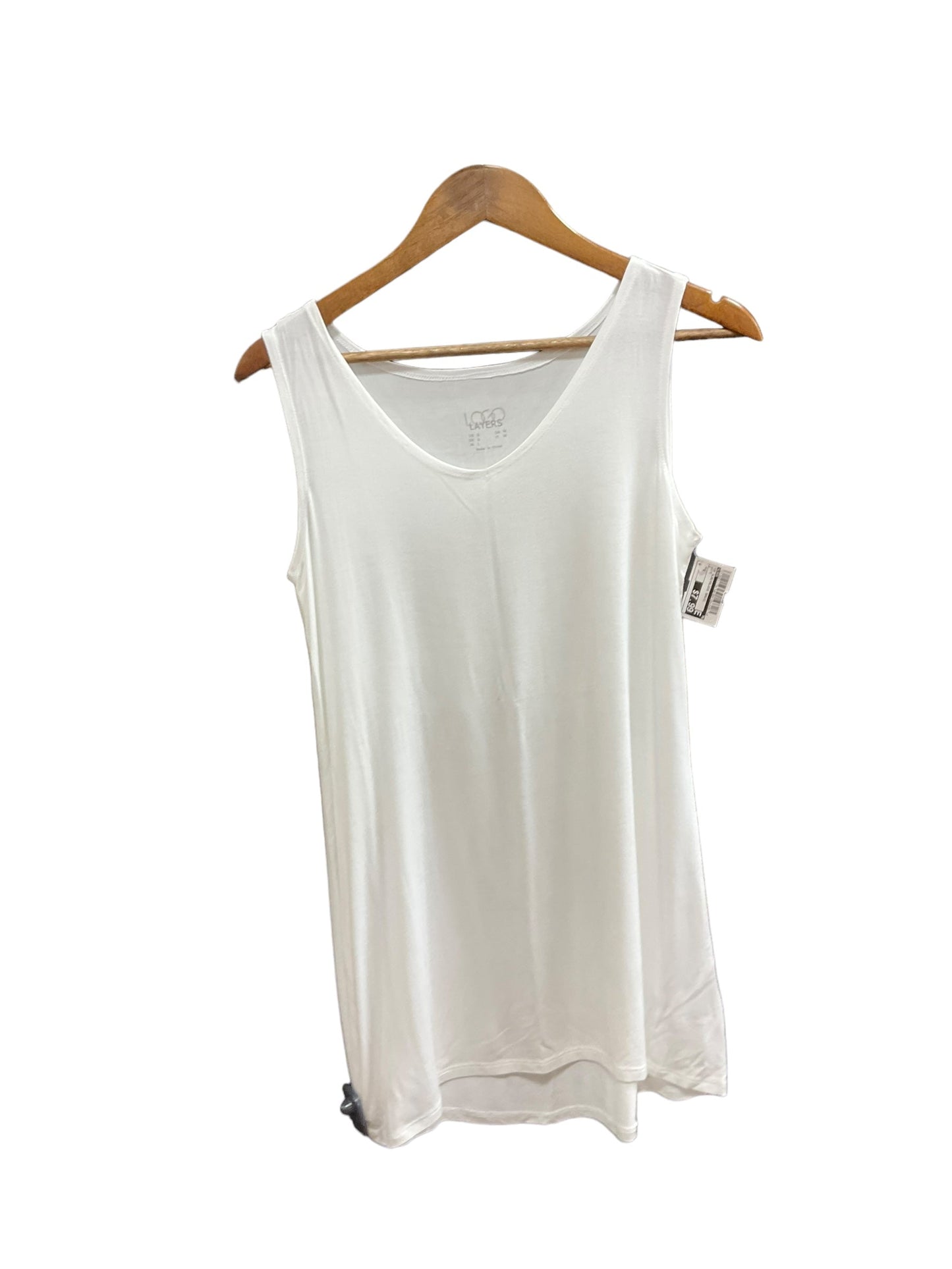 White Top Sleeveless Basic Logo, Size S