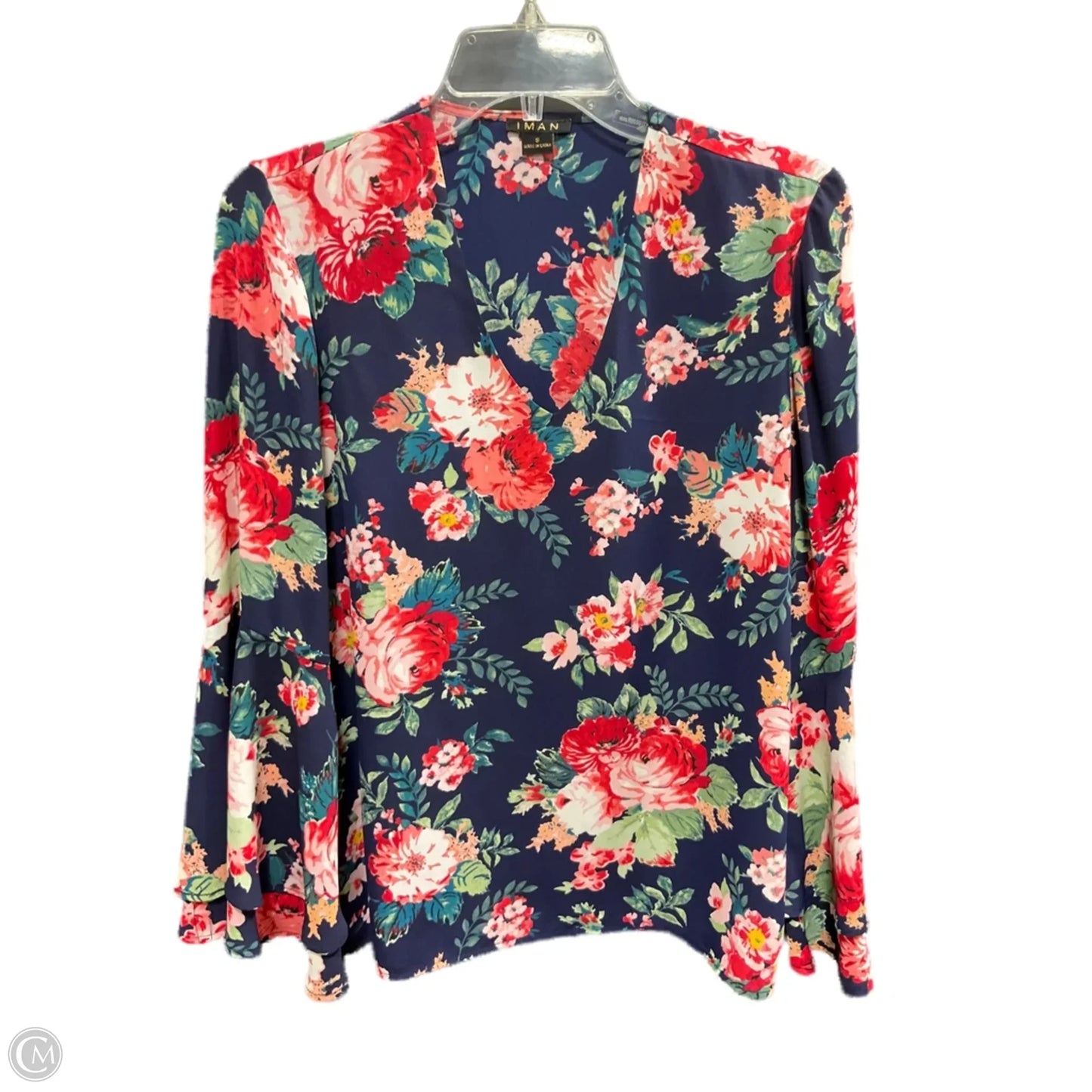 Top Long Sleeve By Iman Hsn In Floral Print, Size: S
