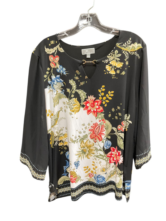 Top Long Sleeve By Jm Collections In Floral Print, Size: M