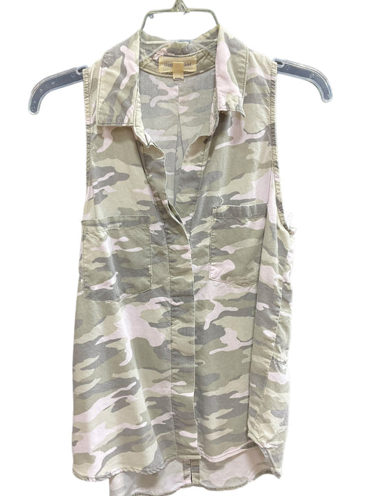 Camouflage Print Blouse Sleeveless Cloth & Stone, Size S