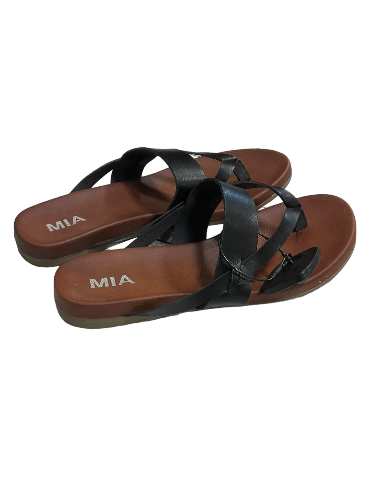 Black Sandals Flip Flops Mia, Size 8