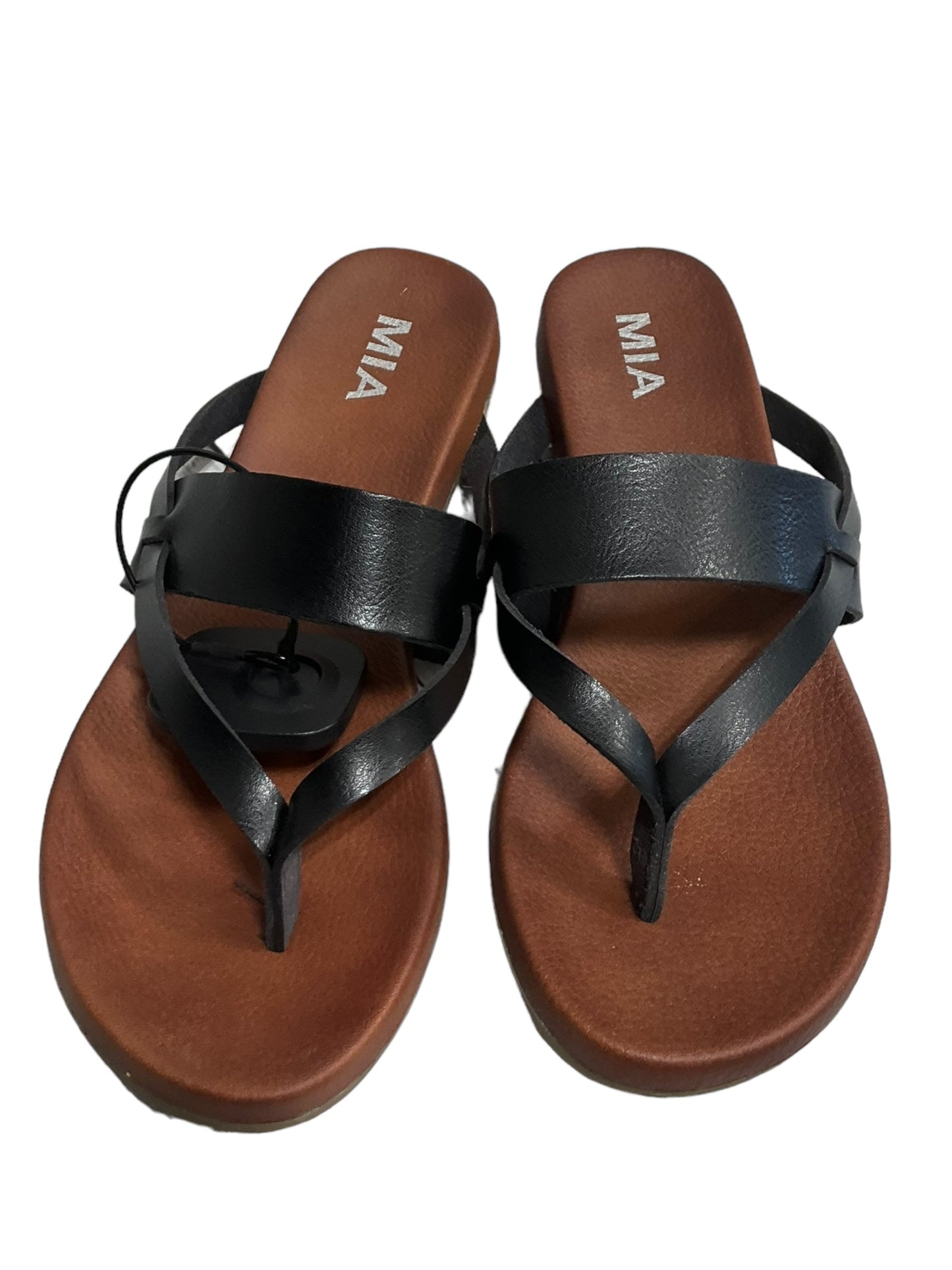 Black Sandals Flip Flops Mia, Size 8