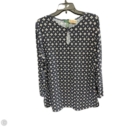 Top 3/4 Sleeve By Ralph Lauren In Blue & White, Size: Xl