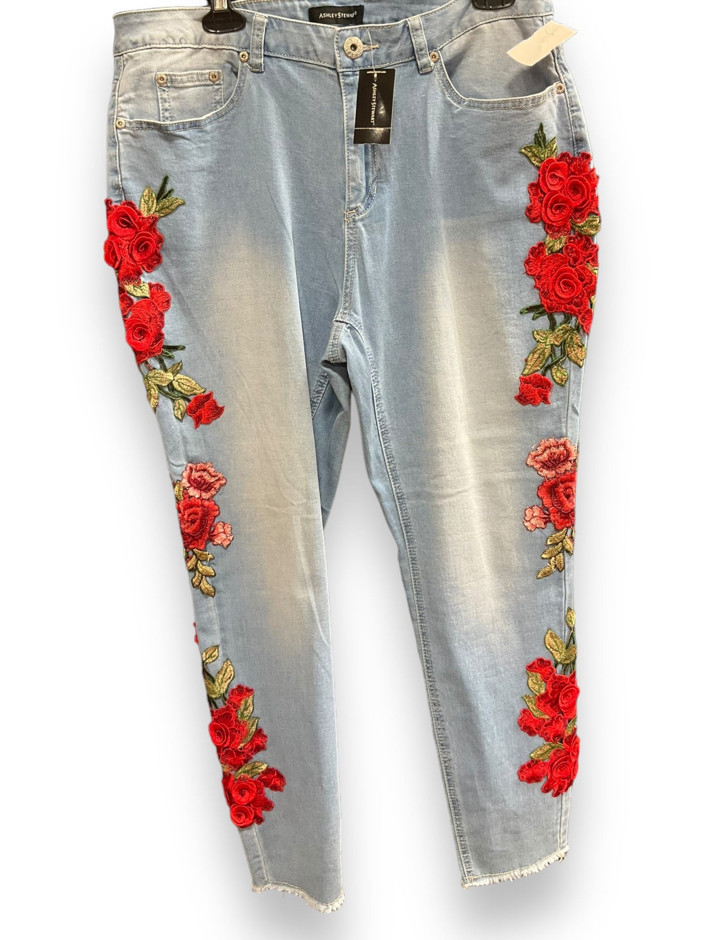 Floral Print Jeans Skinny Ashley Stewart, Size 14