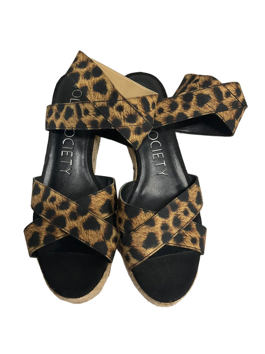 Animal Print Sandals Heels Wedge Sole Society, Size 6